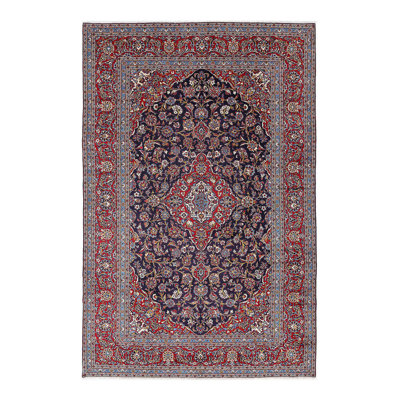 Navy blue Fine Hand knotted Persian Kashan 8'x 12'5"