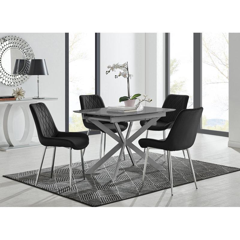 Dining Set, Black, 4