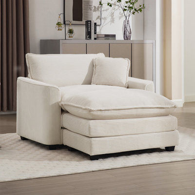 Canapé et chaise en velours côtelé 45,5 po Hassib