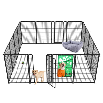FXW Homeplus Unleashed Indoor Dog Playpen - Stress-Free and Safe Play, Heavy Duty 45 Inch 16 Panels Dog Pen for Large Dogs, Black│Patented