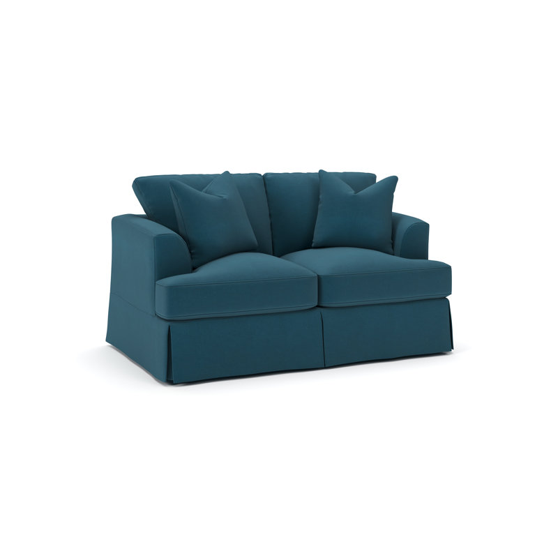Lucia 65.5" Recessed Arm Slipcovered Loveseat, Bayou Midnight Canvas
