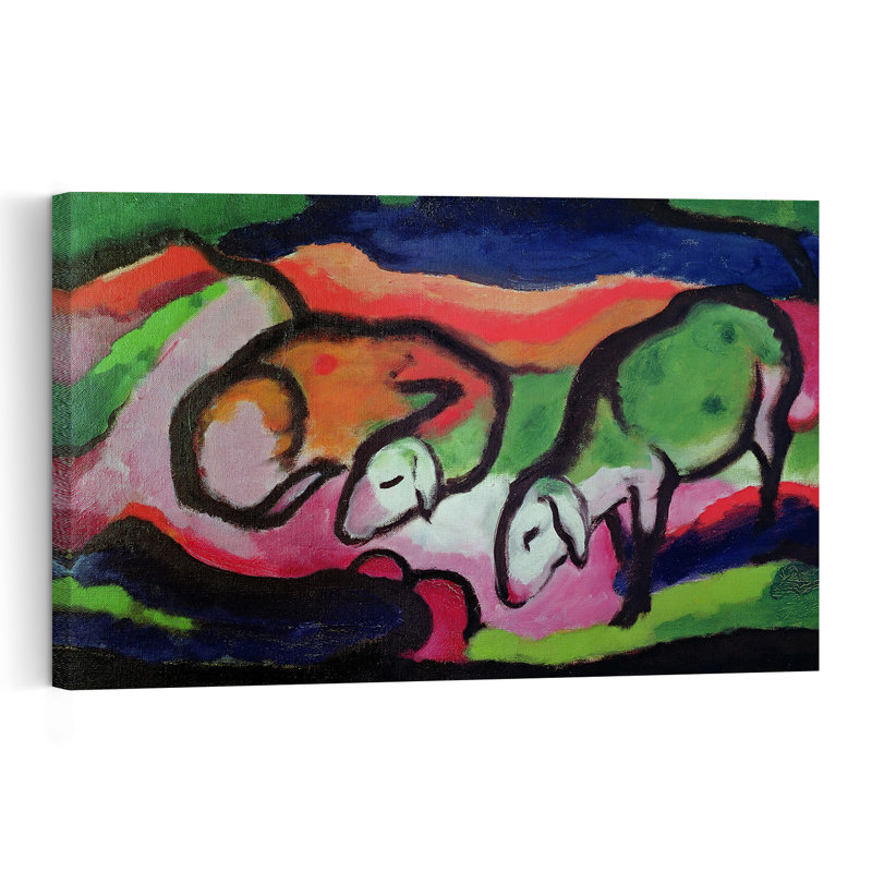 Mouton, 1912, estampe murale abstraite expressionniste contemporaine représentant un cheval, H 40 po x l 60 po