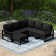 Patio 6-Piece Deep Seating Set With Ottoman With Frame