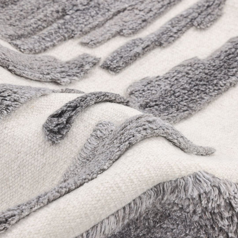 Tapis gris noué à la main Bayon, Rectangle 5 pi x 8 pi