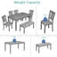 Ensemble de salle à manger de cuisine 6 pièces, table de salle à manger rectangulaire en bois avec 4 chaises rembourrées et un banc, ensemble de table de salle à manger pour 6 personnes, salon, bar et cuisine, gris-806846734