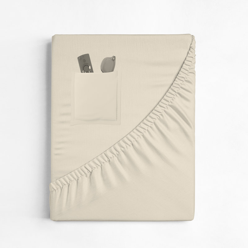 Ensemble de draps-housses 2 pièces 100% coton Cool & Crisp, Drap-housse pour taille de lit double, Ivoire