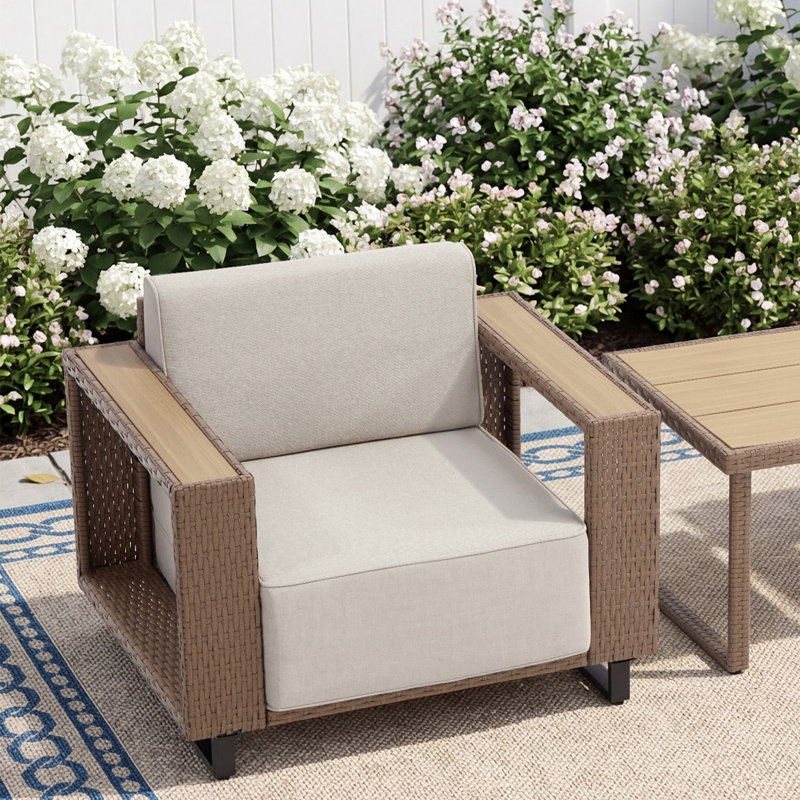 36.5"Patio Single Chair with Soft Cushions