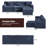 Boneless 113.4" Cloud Modular Sofa with Ottoman, Deep Seat Corduroy Boneless Couch for Living Room, No Assembly Required-1555678266