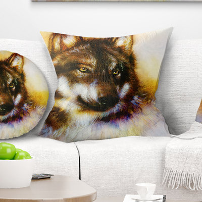 Brown Wolf - Animal Printed Pillow