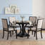Ensemble de salle à manger rétro extensible rond de 5 pièces avec quatre fauteuils rembourrés-775405975