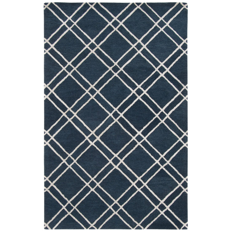 Milroy Hand-Tufted Wool Navy Area Rug