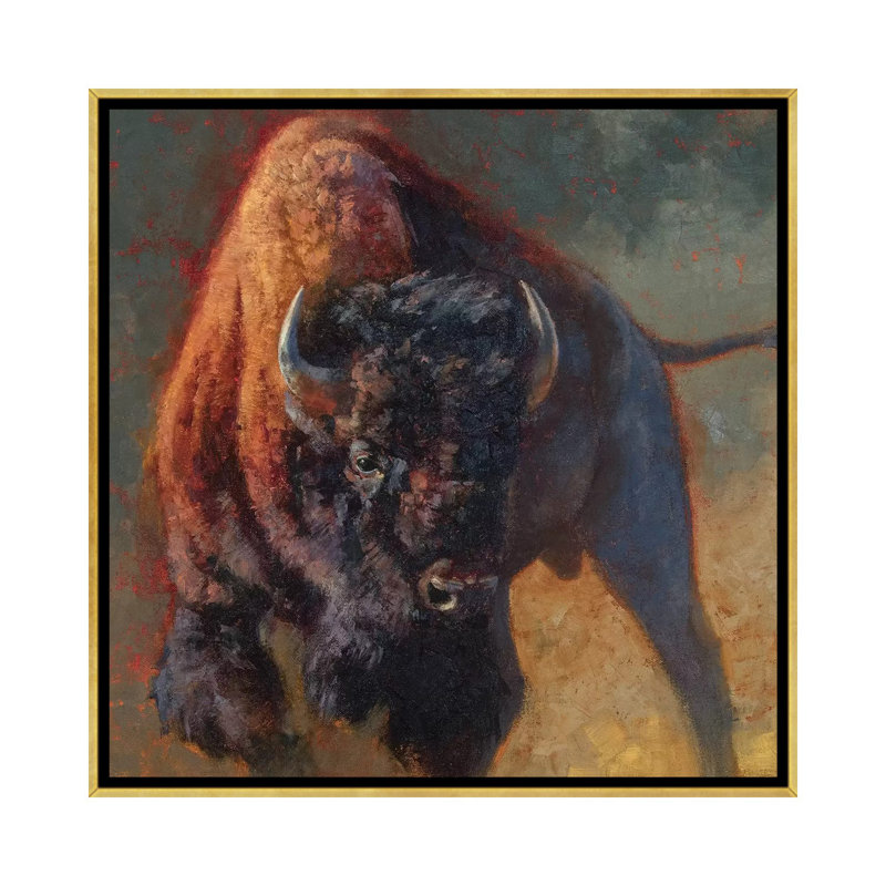 "Full of snort" par Julie T. Chapman, reproduction d’art, Toile encadrée d'or, Pas de tapis, H 37 po x l 37 po x P 1,5 po