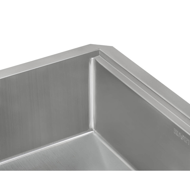 Ruvati Workstation Rounded Corners Undermount Ledge Kitchen Sink with Accessories, 10" H x 19" W x 27" L