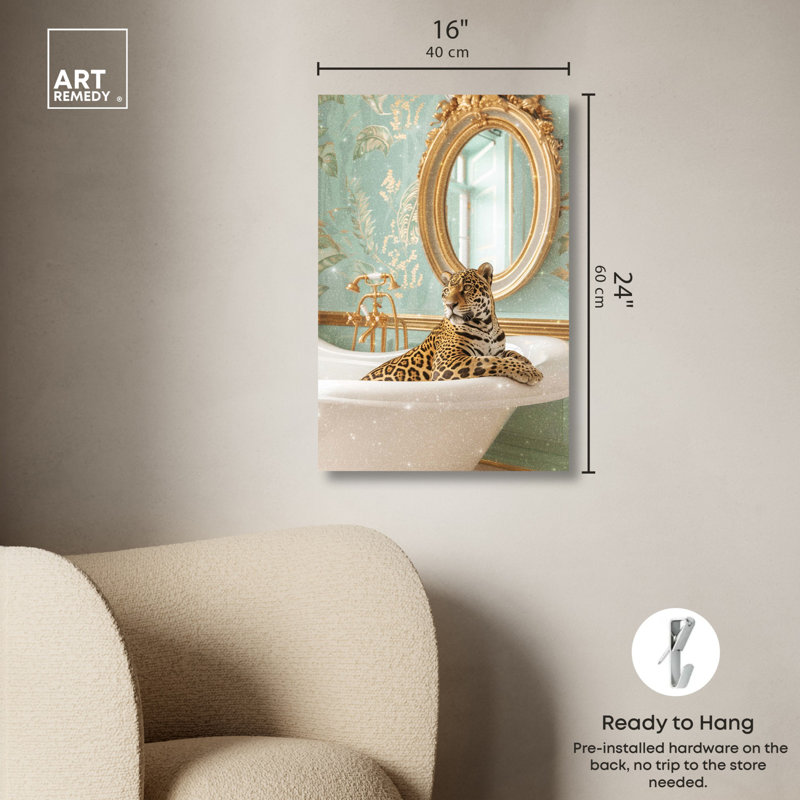 Art de salle de bain Jaguar, Toile tendue, H 24 po x l 16 po