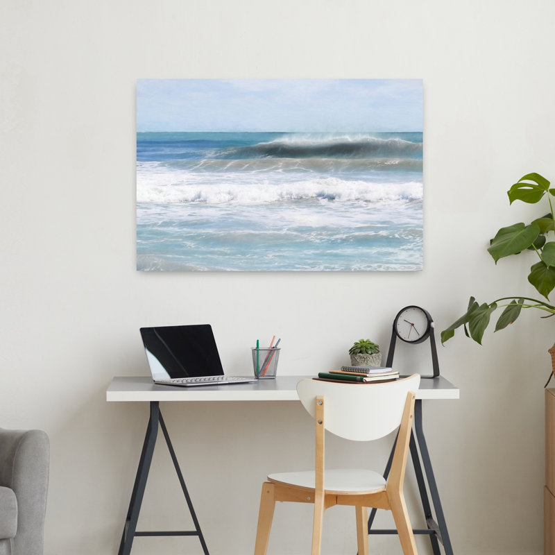 Vagues qui roulent dans un paysage côtier abstrait, H 24 po x l 36 po