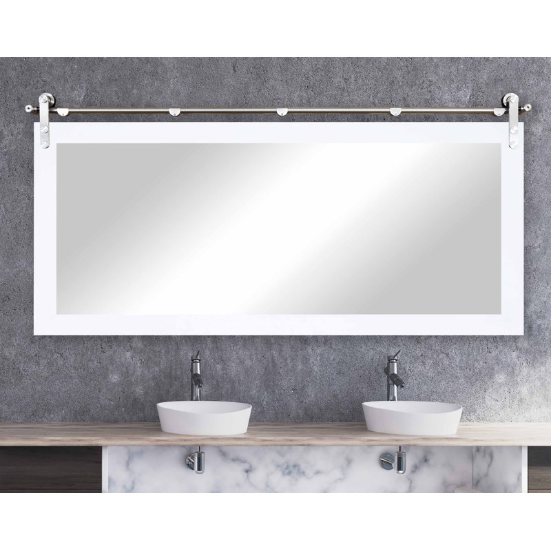 Karlyn Engineered Wood Flat Mirror, White, 30.5 x 59.5