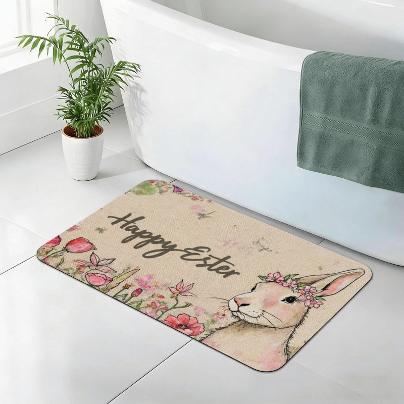 Tapis pour salle de bain et entrée Happy Pâques, 20 x 32, antidérapant