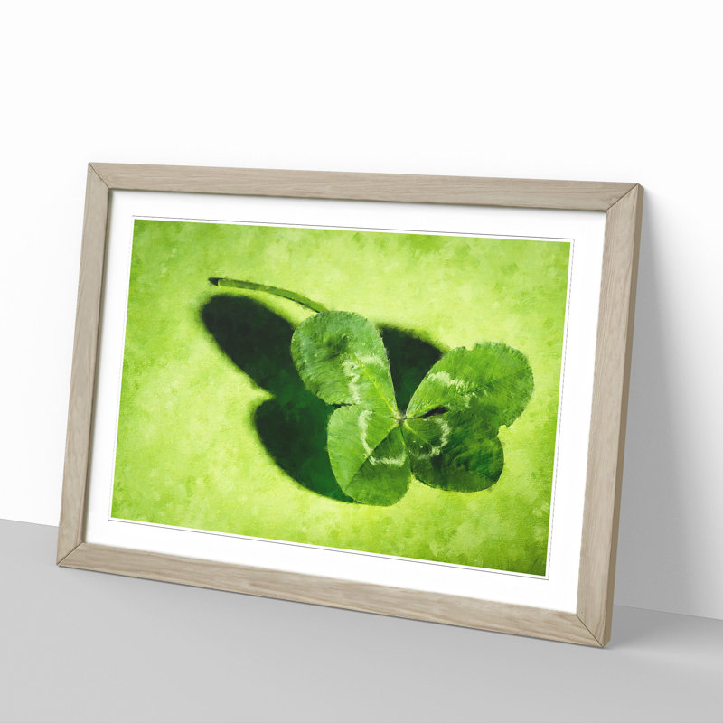 Irish Four Leaf Clover - Picture Frame Painting, 36cm H x 48cm W x 2cm D, Oak