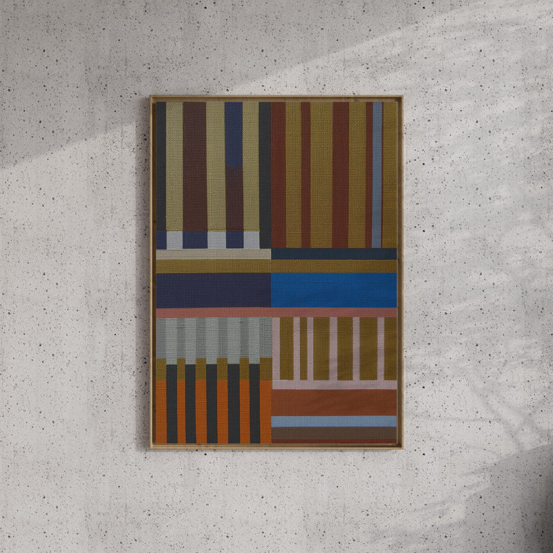 Woven Perspectives No. 03: impression géométrique abstraite, 30x40 in, Natural-Oak