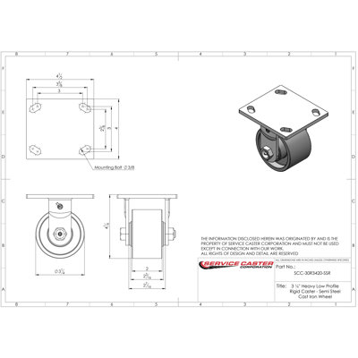 4-Piece Semi Steel Caster Set