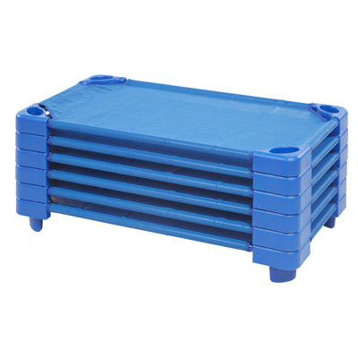 Lit de bébé empilable ECR4Kids, prêt à assembler, mobilier de classe, bleu, paquet de 6
