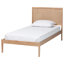 Baxton Studio Hamisi Twin 3-Piece Bedroom Set - Modern Wood Bed Frame with Matching Nightstands, Decorative Laser-Cut Headboard Overlay, Oak Brown-140223970