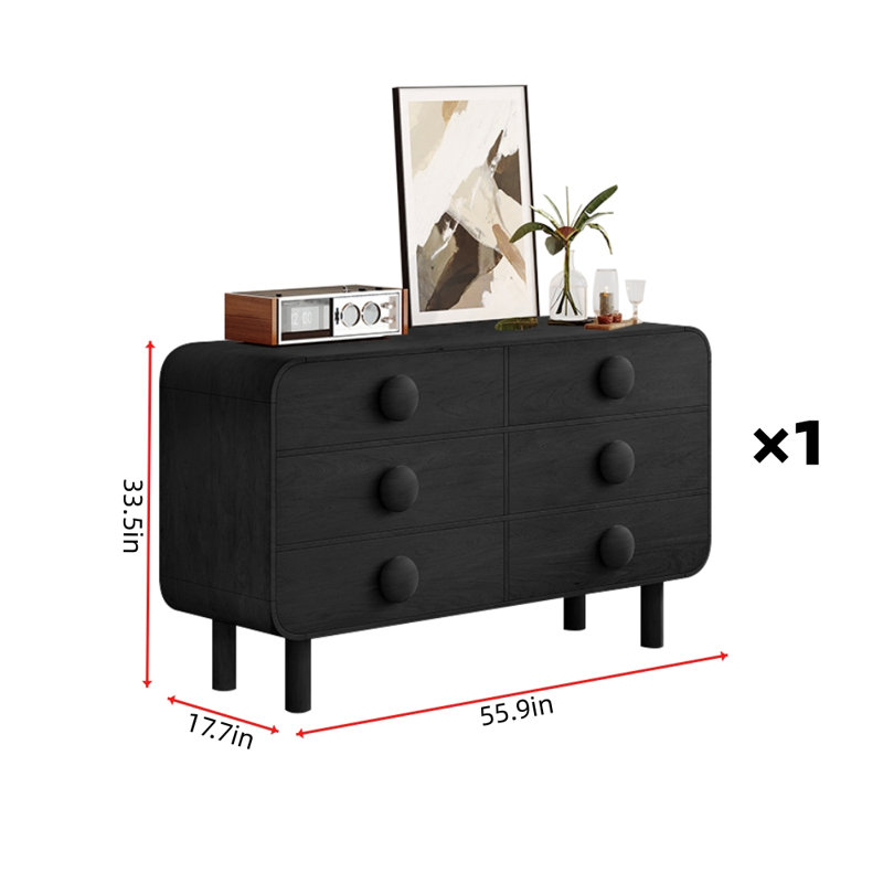 Commode d'appoint nordique de style rétro, Noir