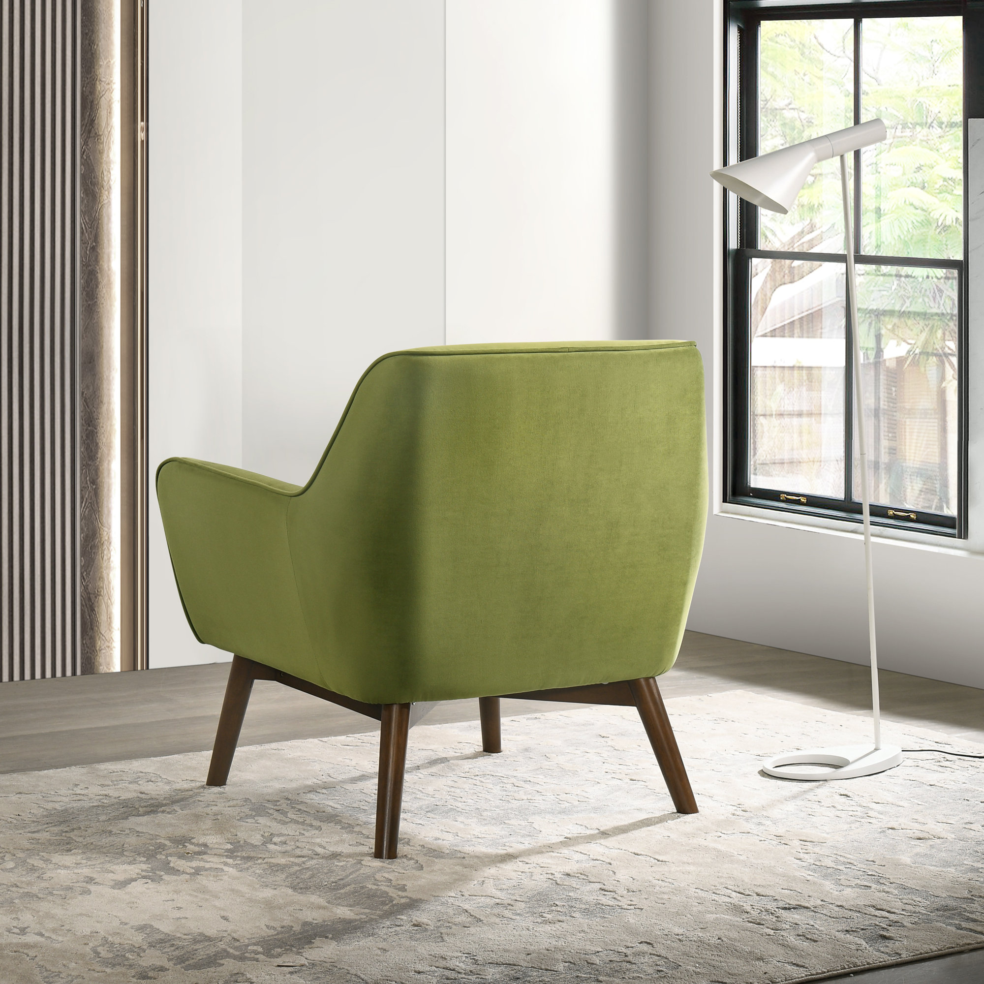 Ahrens 32" Upholstered Accent Chair, Pistachio Green Velvet
