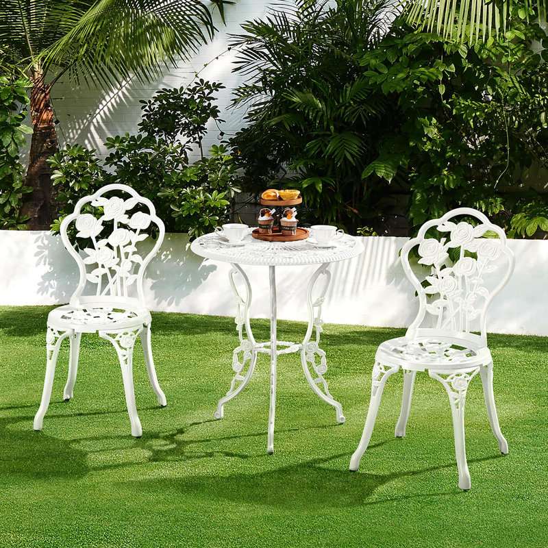 Round 3 - Piece 2 - Person 60Cm L Outdoor Table Set, White