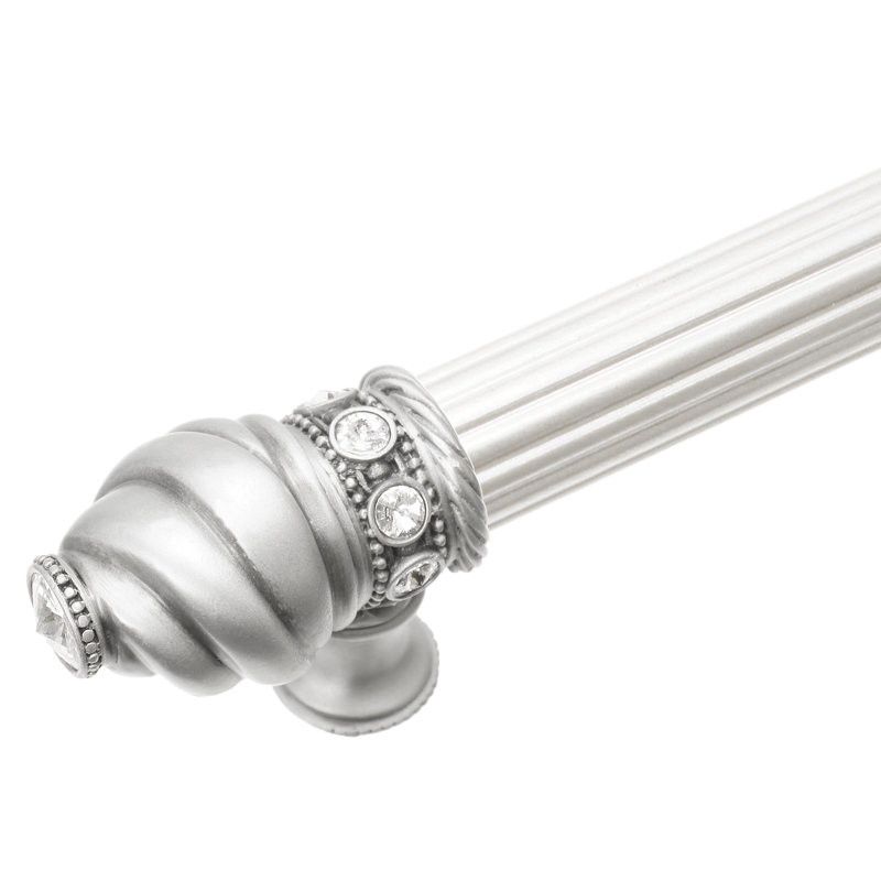 Caché with 5/8 reeded centre long pull with 16 rivoli Swarovski Clear Crystals, 6", Satin