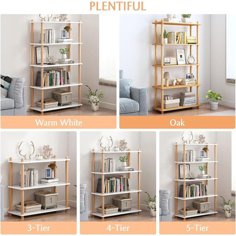 Bibliothèque à 3 niveaux en bois - Bibliothèque ouverte moderne, ...