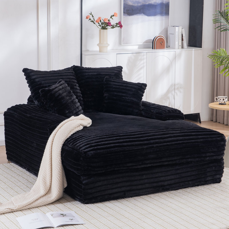 Upholstered Chaise Lounge, Black