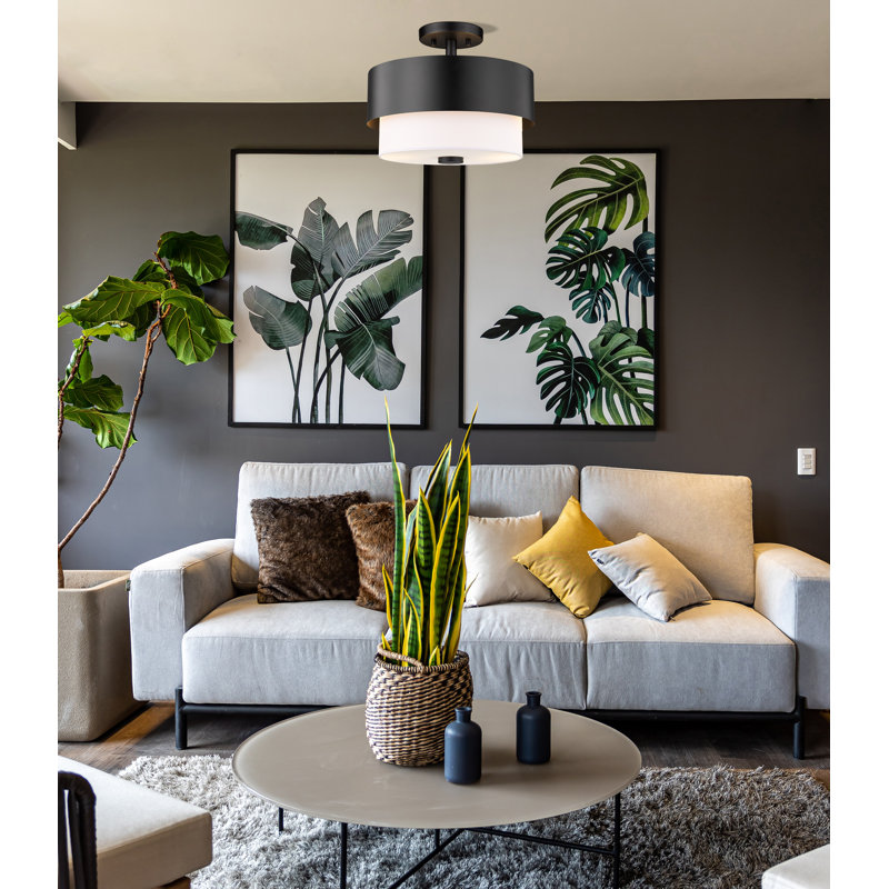 Tilden Fabric Semi Flush Mount, Matte Black
