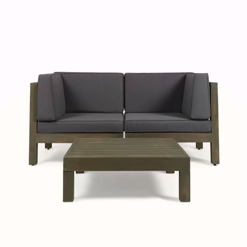 3-Piece Love Seat Set With Coffee Table, Dark Grey, Perfect For Cozy Living Rooms And Entertaining Guests, Dark Grey, Grey