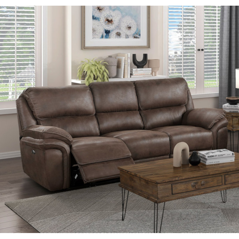 Delwayne 90'' Modern & Contemporary Microfiber Power Double Reclining Sofa with zero clearence recliner  Design, One-Touch Power Control and USB Charging Port
