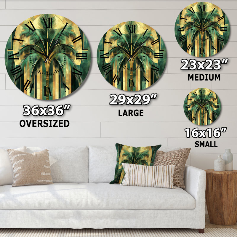 Horloge murale Palm in Miami - Glam Silent, Surdimensionné
