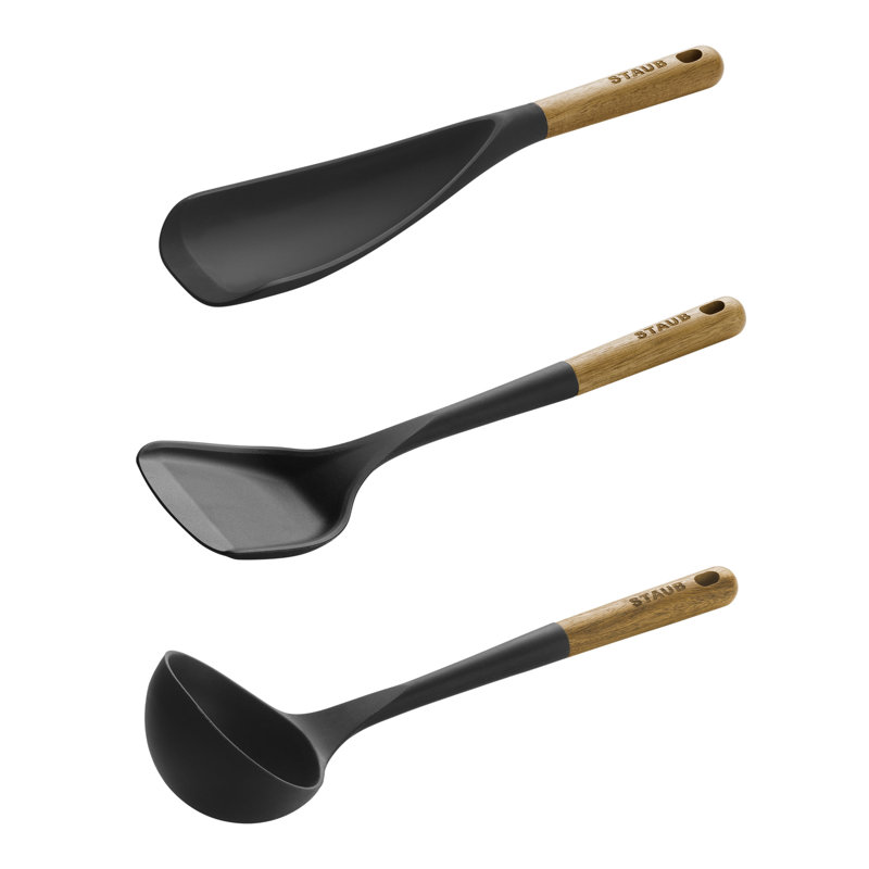 Staub Silicone with Wood Handle 3 Piece Cooking Utensil Set