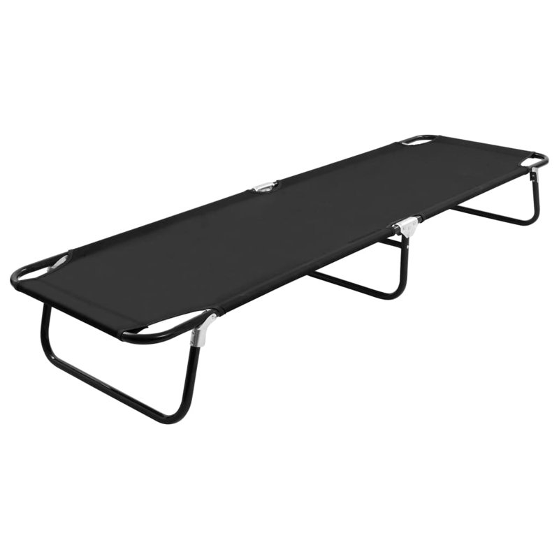 Natchez Folding Sunlounger Outdoor Cot, Black