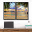 Décor de photographie de paysage tropical pastel coucher de soleil ciel palmier plage nature-101752062-101752063