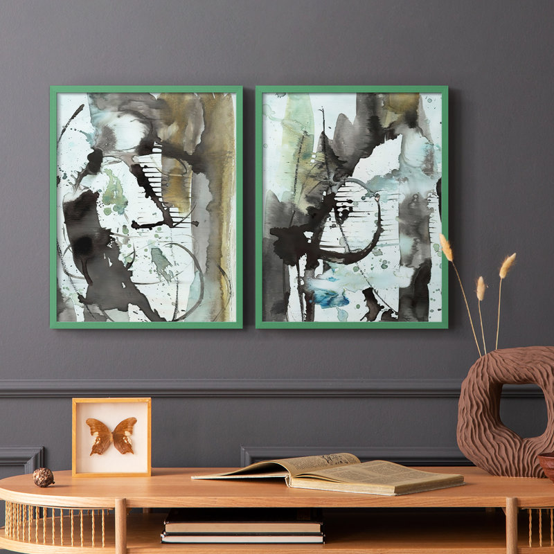 «Lyrical Abstract I», reproduction encadrée de qualité supérieure - prête à être accrochée - aucun clou requis - aucun clou requis