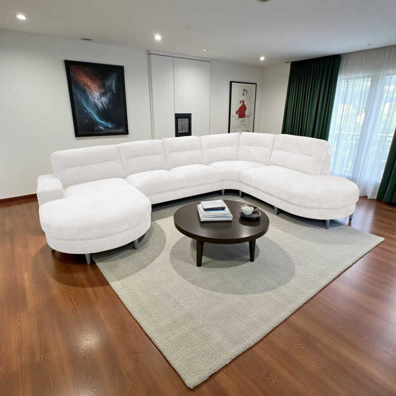6 Seater Corner Sofa , Left Hand Facing, White