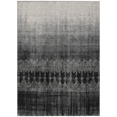 Novelle Black Washable Indoor-Outdoor Rug - 