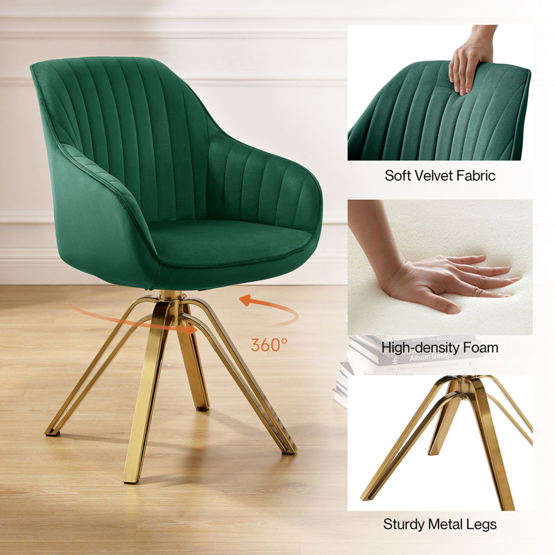 Velvet Swivel Accent Chair, Green Black