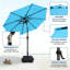Parasol de marché 9 pi avec base et bouton poussoir inclinable 9 pi-108840595