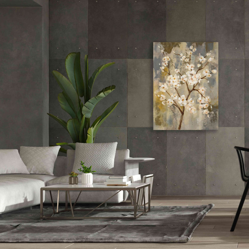 «Neutral Branches I» par Silvia Vassileva, art mural sur toile, H 54 po x l 40 po x P 1,5 po
