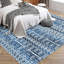 Tapis géométrique antidérapant lavable à la machine pour le salon. Chambre à coucher. Cuisine. Bleu