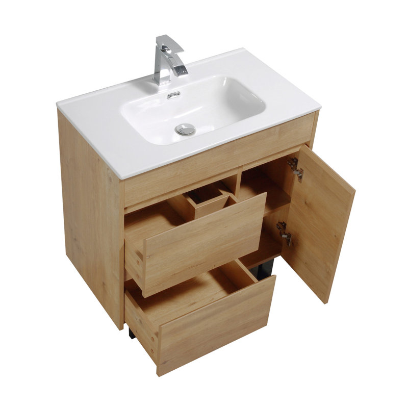 Alma 18'' Chrome Porcelain Rectangular Bathroom Sink with Overflow