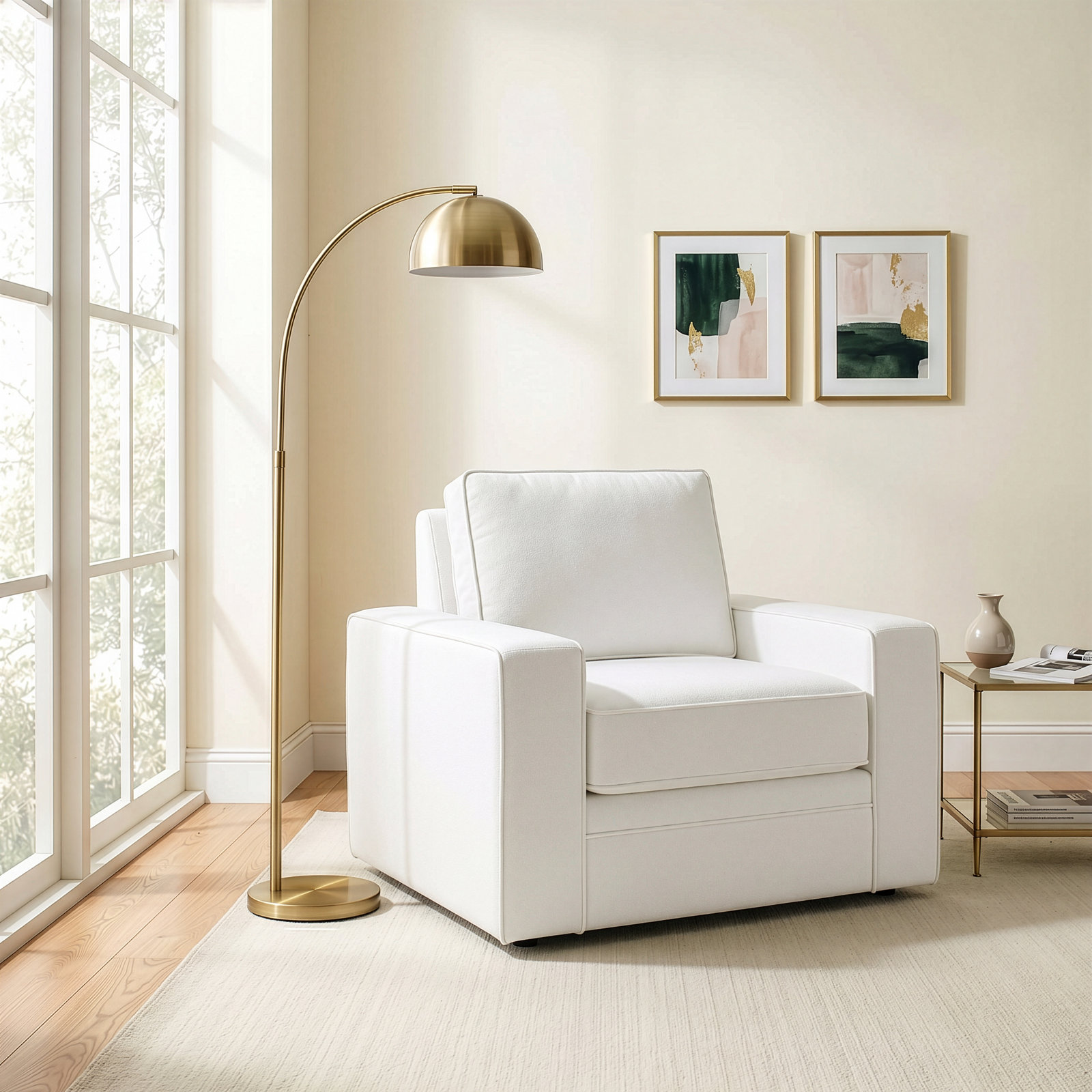 Upholstered Accent Chair, John Linen Flour
