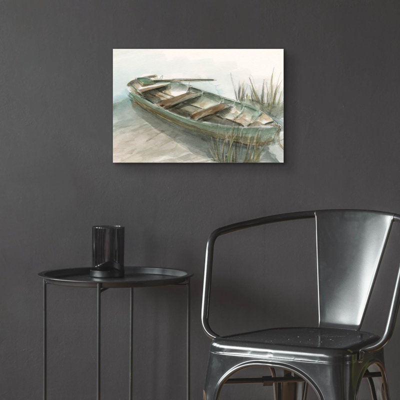 Art mural en verre «Abandonné Row Boat 2» par Ethan Harper, H 16 po x l 24 po