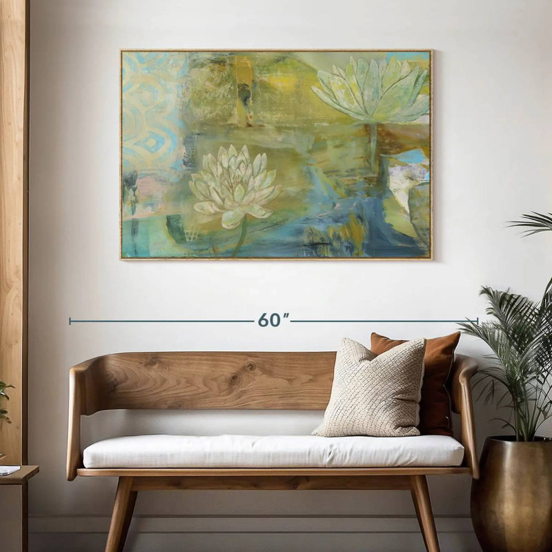 Lotus Dream, Cadre flottant en bois naturel, 46 po x 31 po